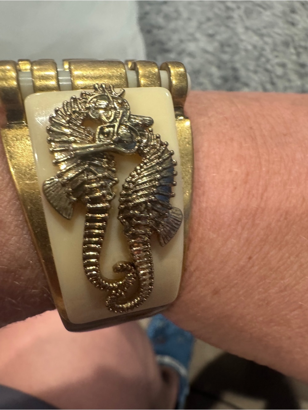 CAbi Gold and Cream Seahorse Bracelet
